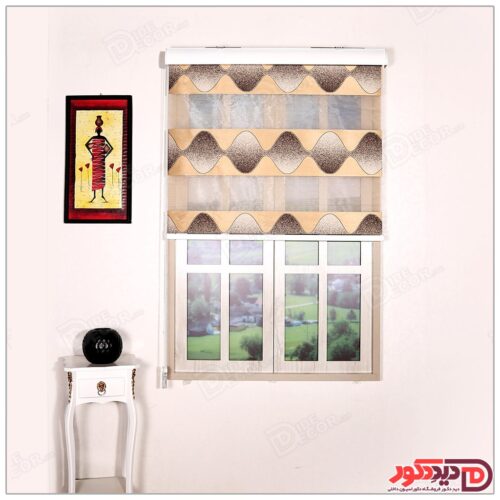 پرده زبرا طرح دار با رنگ زمینه طلایی کد JL-186-4-3