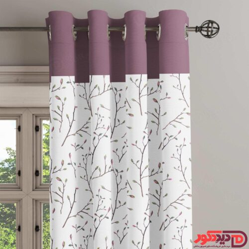 پرده مدل جدید پانچ گل دار کد PFP-151-B-4 از مدل پردهای فانتزی دارای شکوفه ساده به رنگ بنفش بادمجانی