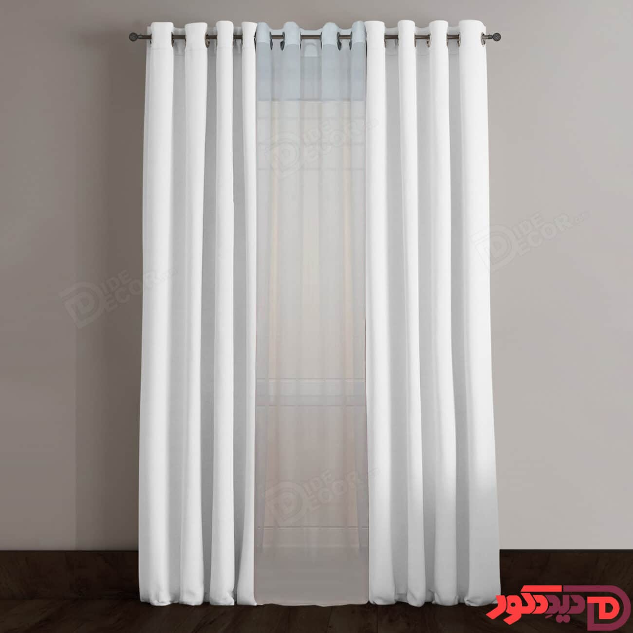 پرده پانچ سفید ساده با پارچه کتان ترک کد 65202