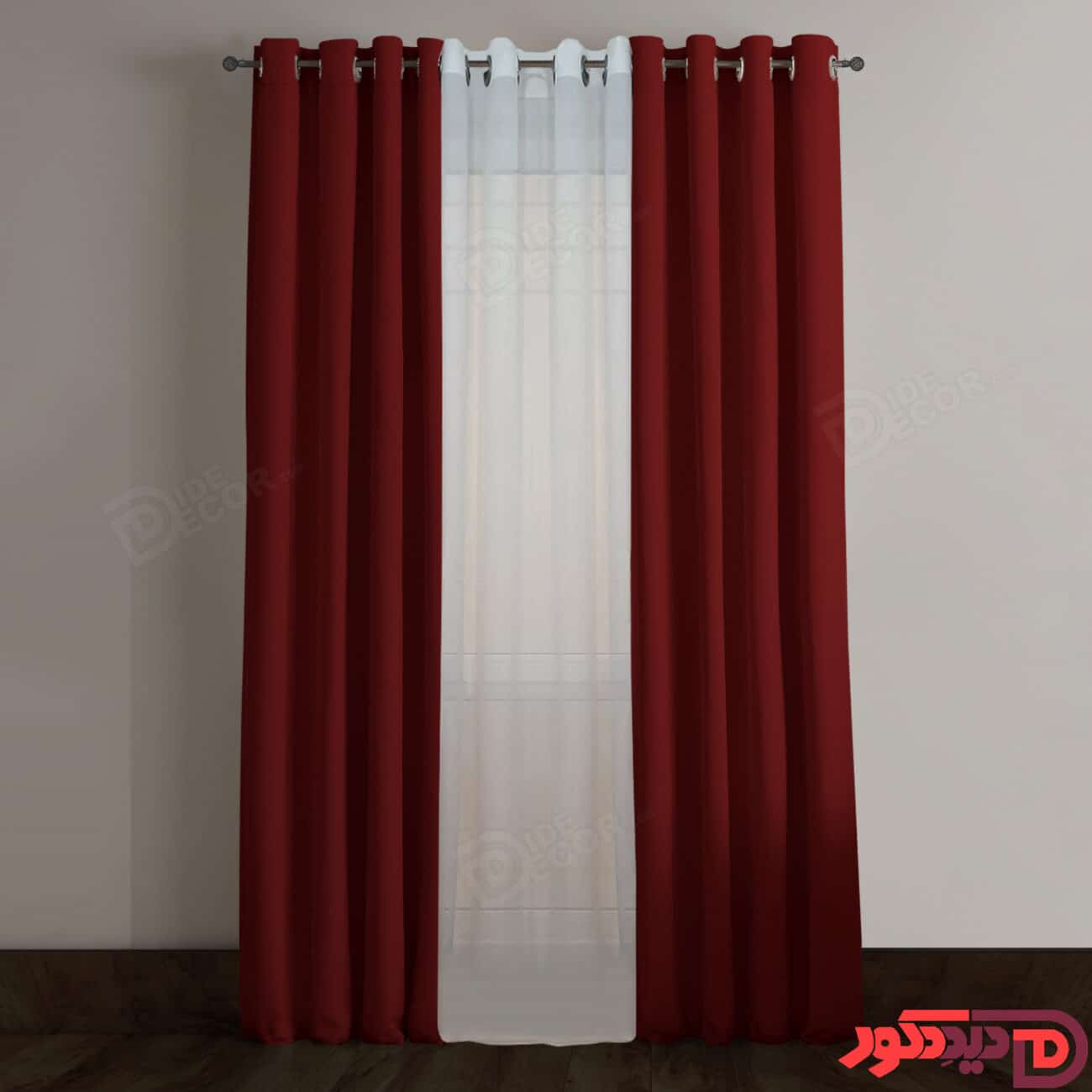 پرده پانچ رنگ زرشکی تیره قرمز پررنگ کد 66113