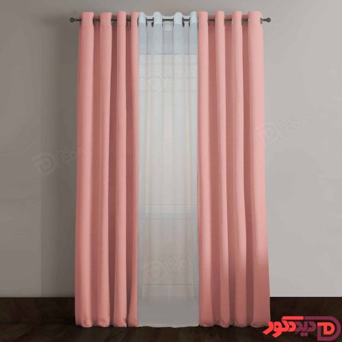 پرده پانچ کتان رنگ صورتی روشن کد 2517
