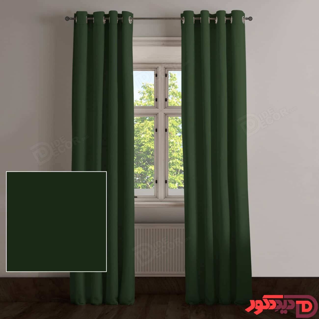 پرده پانچ کتان ترک سبز پررنگ کد 263257 588