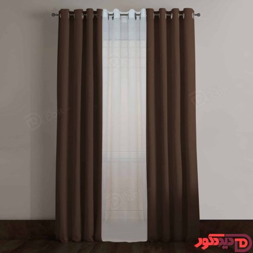 پرده پانچ کتان ترک قهوهای پررنگ کد 65033