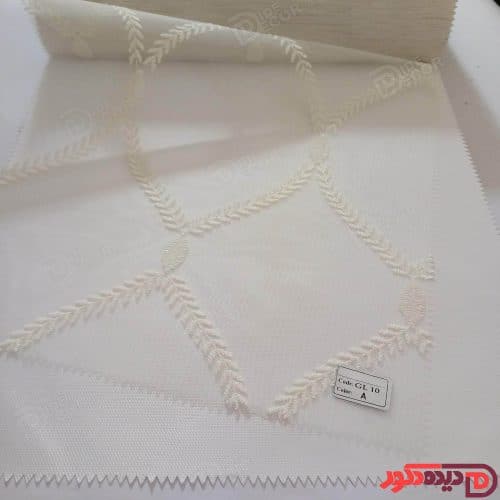 پرده شب و روز گل‌دوزی برجسته سفید کد GL10A - تصویر 2