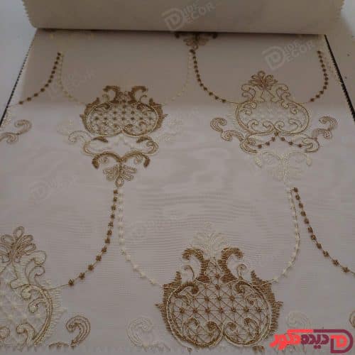 پرده شب و روز گل‌دوزی برجسته طلایی سفید کد GL12C - تصویر 6