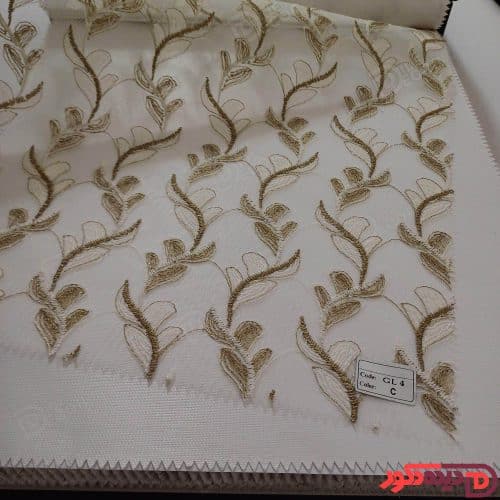 پرده شب و روز گل‌دوزی برجسته طلایی سفید کد GL4C - تصویر 2