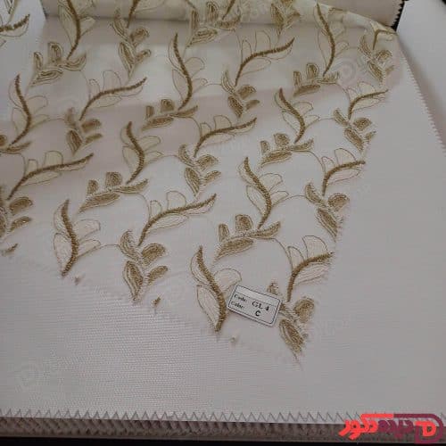 پرده شب و روز گل‌دوزی برجسته طلایی سفید کد GL4C - تصویر 3