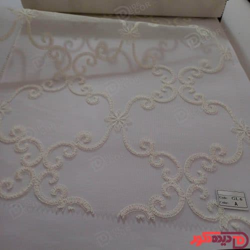 پرده شب و روز گل‌دوزی برجسته سفید کد GL6A - تصویر 2