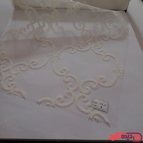 پرده شب و روز گل‌دوزی برجسته سفید کد GL6A - تصویر 3