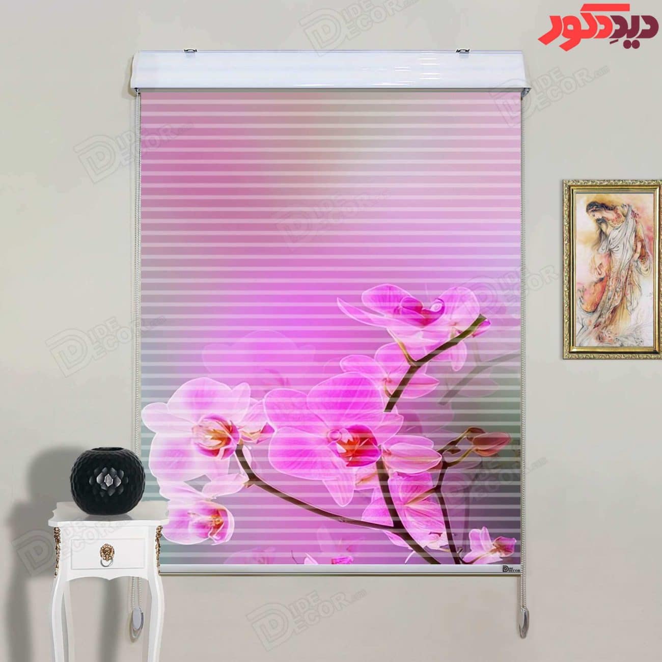 پرده زبرا دومکانیزم چاپی کد AZD-106 با زمینه